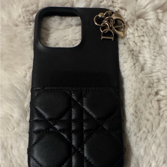Dior Black Quilted Charm Phone Case - Picture 6 of 9